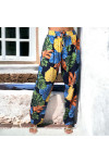 Pantalon palazzo marine imprimé tropical - 2