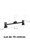 10 cintres à pince en plastique noir idéal pour jeans, pantalon et jupe - 1
