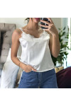 Débardeur blanc satiné avec dentelle - 1