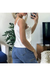 Débardeur blanc satiné avec dentelle - 3