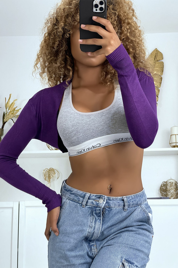 Boléro en maille violet élégant pour femmes - 9