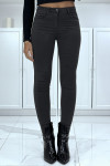 Jean slim anthracite extensible avec fermeture zip et poches - 7