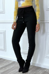 Pantalon noir coupe cigarette à élastique - 3