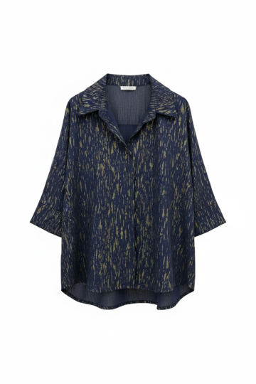Chemise Fluide marine & Or – Élégance Royale - 2