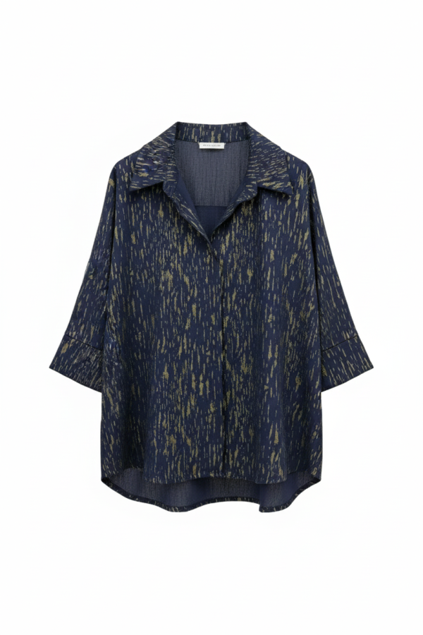 Chemise Fluide marine & Or – Élégance Royale - 2