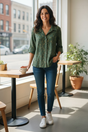 Chemise Fluide Vert Émeraude – L'Éclat Mystérieux - 1