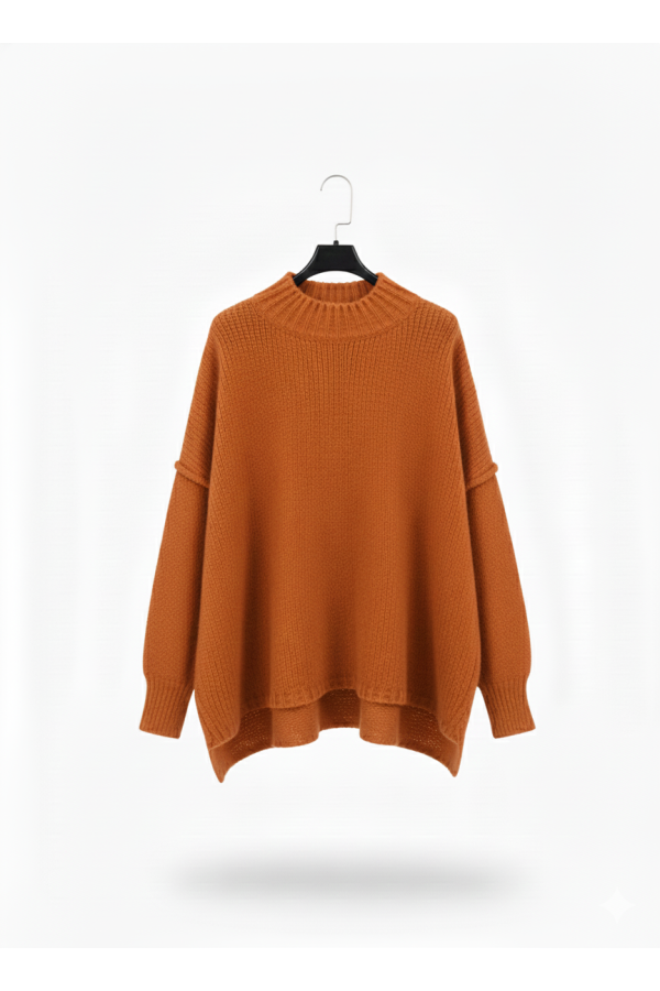 Pull brique Col Montant en Maille Douce - Taille Unique - 2