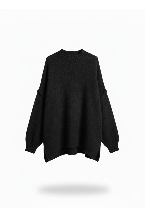 Pull noir Col Montant en Maille Douce - Taille Unique - 2