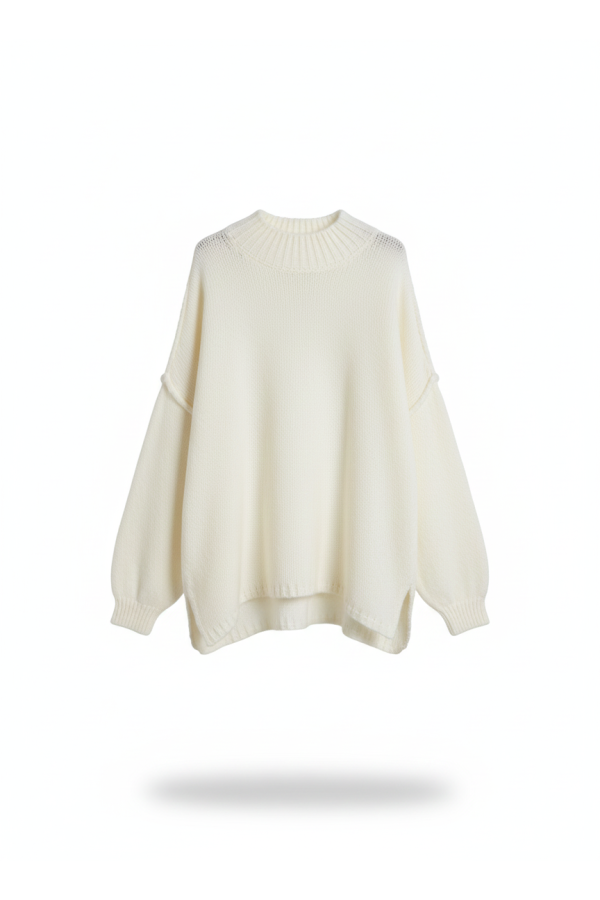 Pull blanc Col Montant en Maille Douce - Taille Unique - 2
