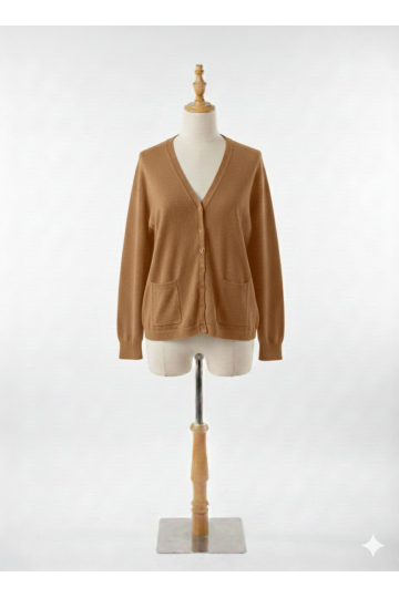 Gilet marron Cardigan Maille Douce - Col V - 2