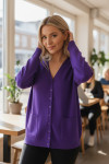 Gilet violet Cardigan Maille Douce - Col V - 1