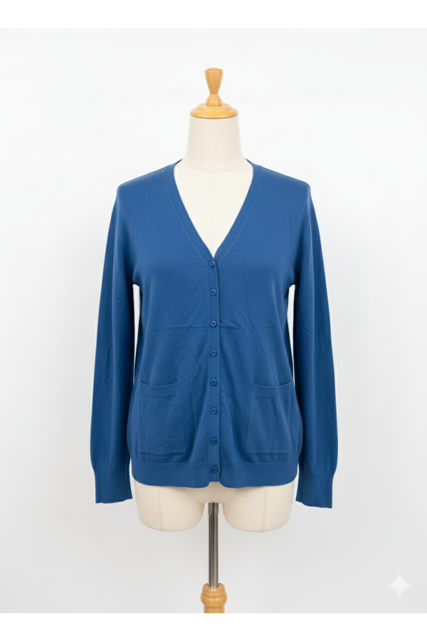 Gilet bleu roi Cardigan Maille Douce - Col V - 2