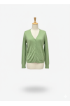 Gilet vert pomme Cardigan Maille Douce - Col V - 2