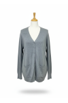 Gilet gris Cardigan Maille Douce - Col V - 2