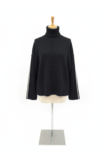 Pull noir Col Roulé Élégant – Maille Douce - 2