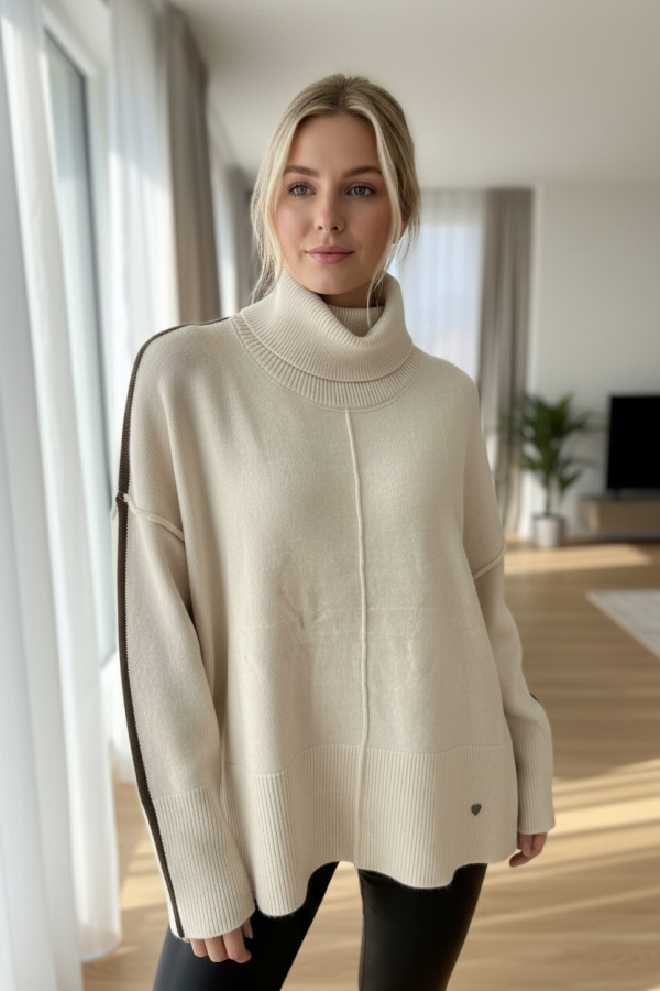 Pull blanc Col Roulé Élégant – Maille Douce - 1