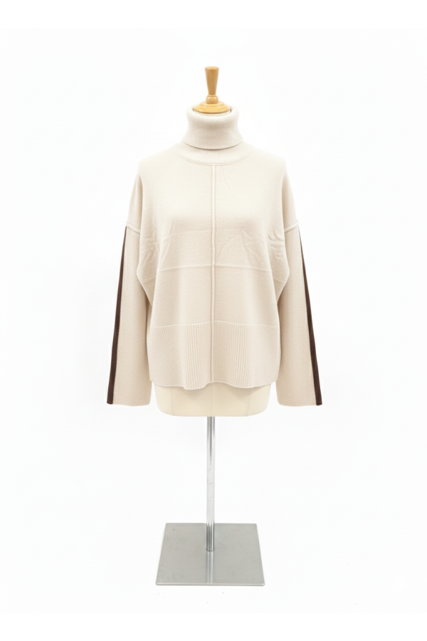 Pull blanc Col Roulé Élégant – Maille Douce - 2