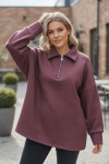 Sweat bordeaux Oversize à Col Zippé – Douceur & Style Italien