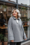 Sweat gris Oversize à Col Zippé – Douceur & Style Italien