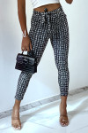 Pantalon slim noir avec motif poches et ceinture - 1
