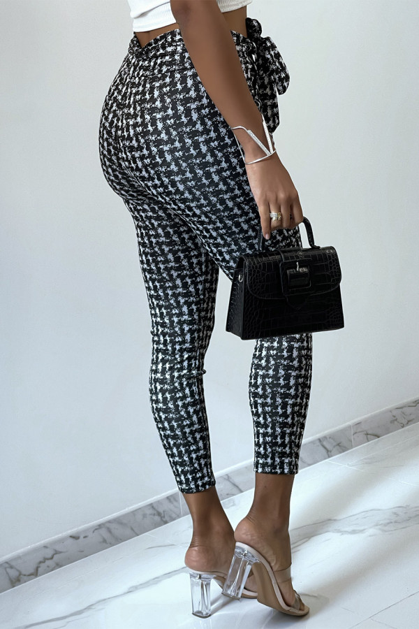 Pantalon slim noir avec motif poches et ceinture - 3